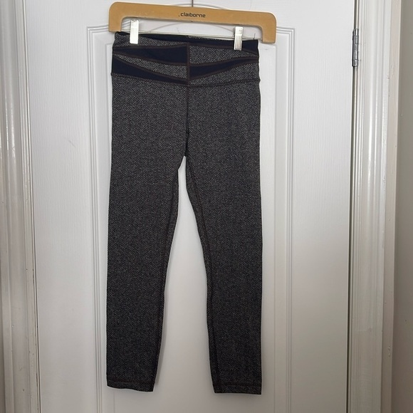 Lululemon Wunder Under Pant Giant Herringbone Black Heathered Black Size 4 - Picture 2 of 7